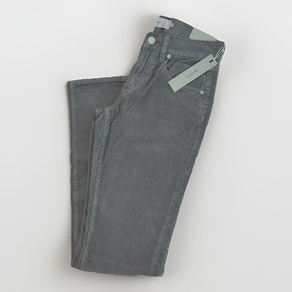 Hudson NWT Blake Slim Straight Pants Size 28 X 34 Charcoal Grey Corduroy Cotton